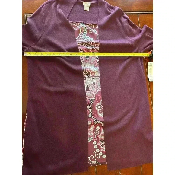 NWT Chico’s Berry Bold Geometric Paisley Open Front Cardigan Size L - Picture 8 of 8